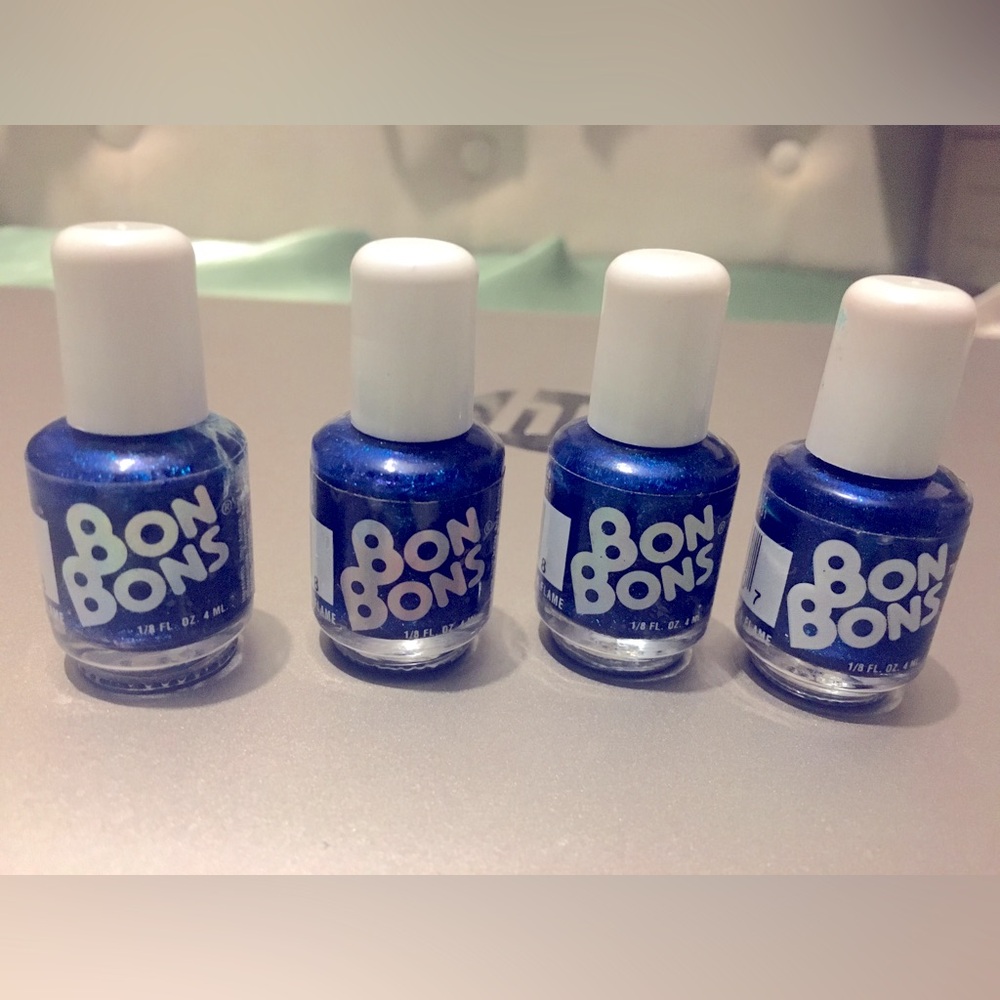 *SOLD*FREE WITH PURCHASE* (4) Tiny 1/8 fl oz or 4 ml Blue Bon Bon Nail Polishes